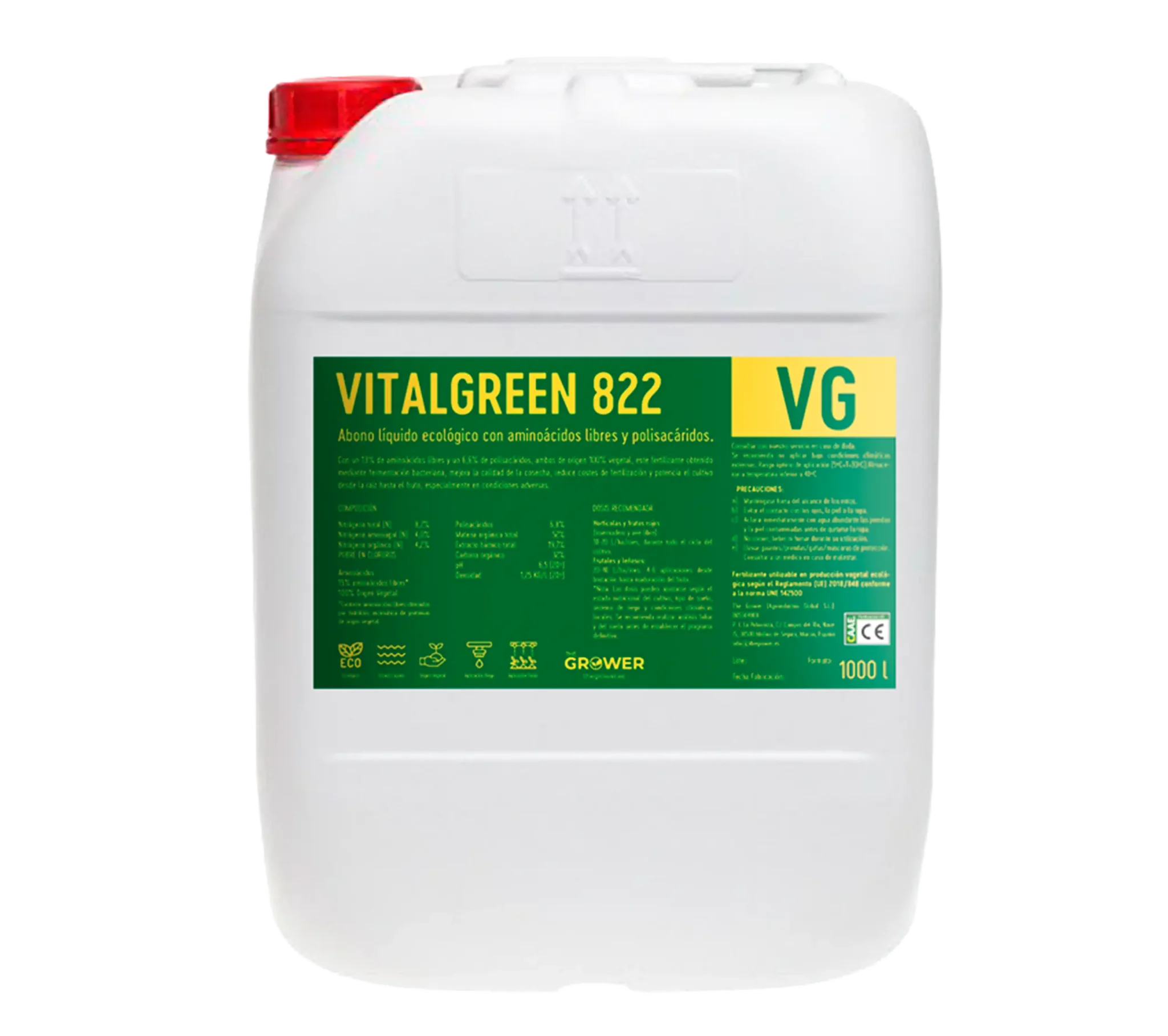 Vitalgreen 822 - Abono líquido ecológico con aminoácidos libres y polisacáridos de origen vegetal